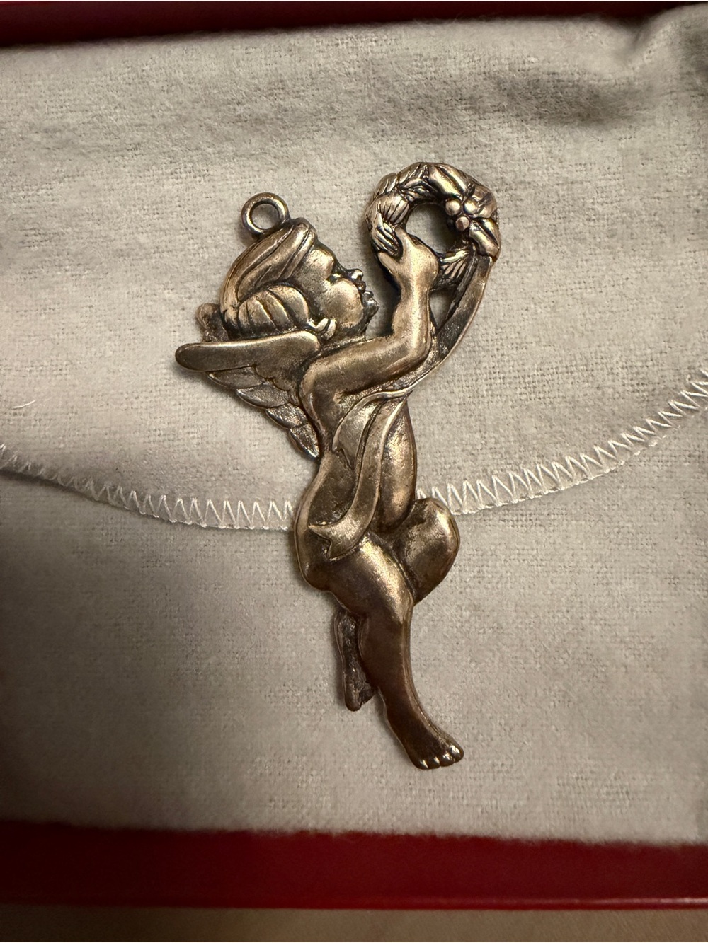 Gorham Antique Gold Cherub Angel Ornament